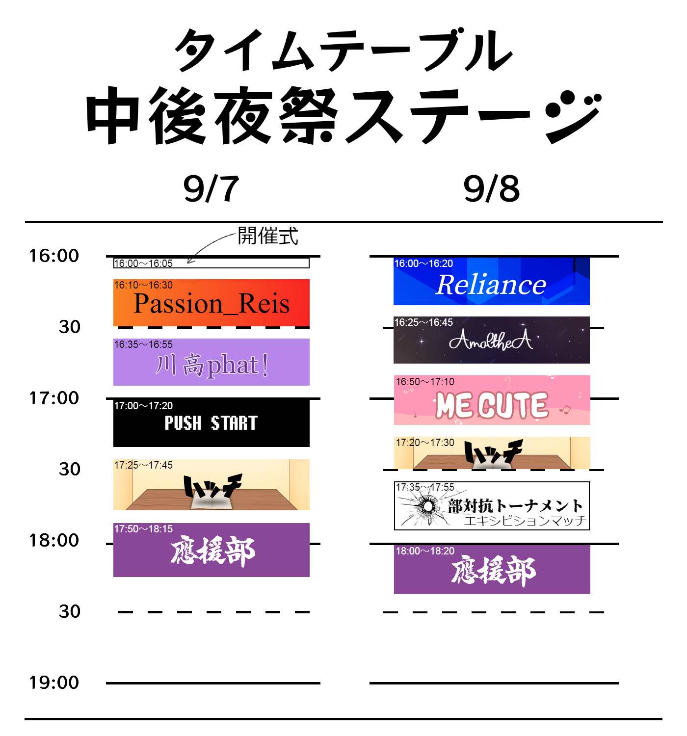 タイムテーブル 中後夜祭ステージ